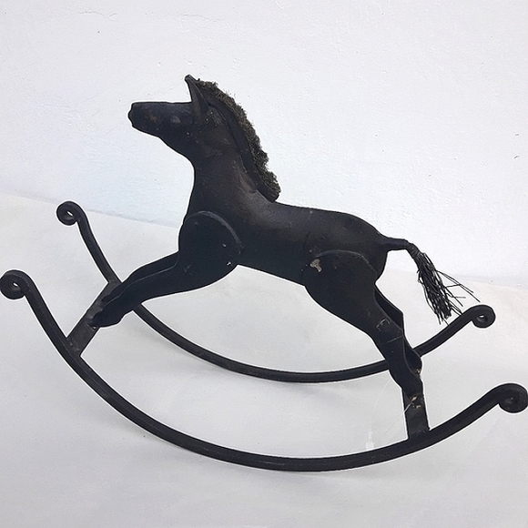 Vintage Metal Rocking Horse Home Decor  Vintage Display Toy Americana Folk Art - Picture 2 of 16